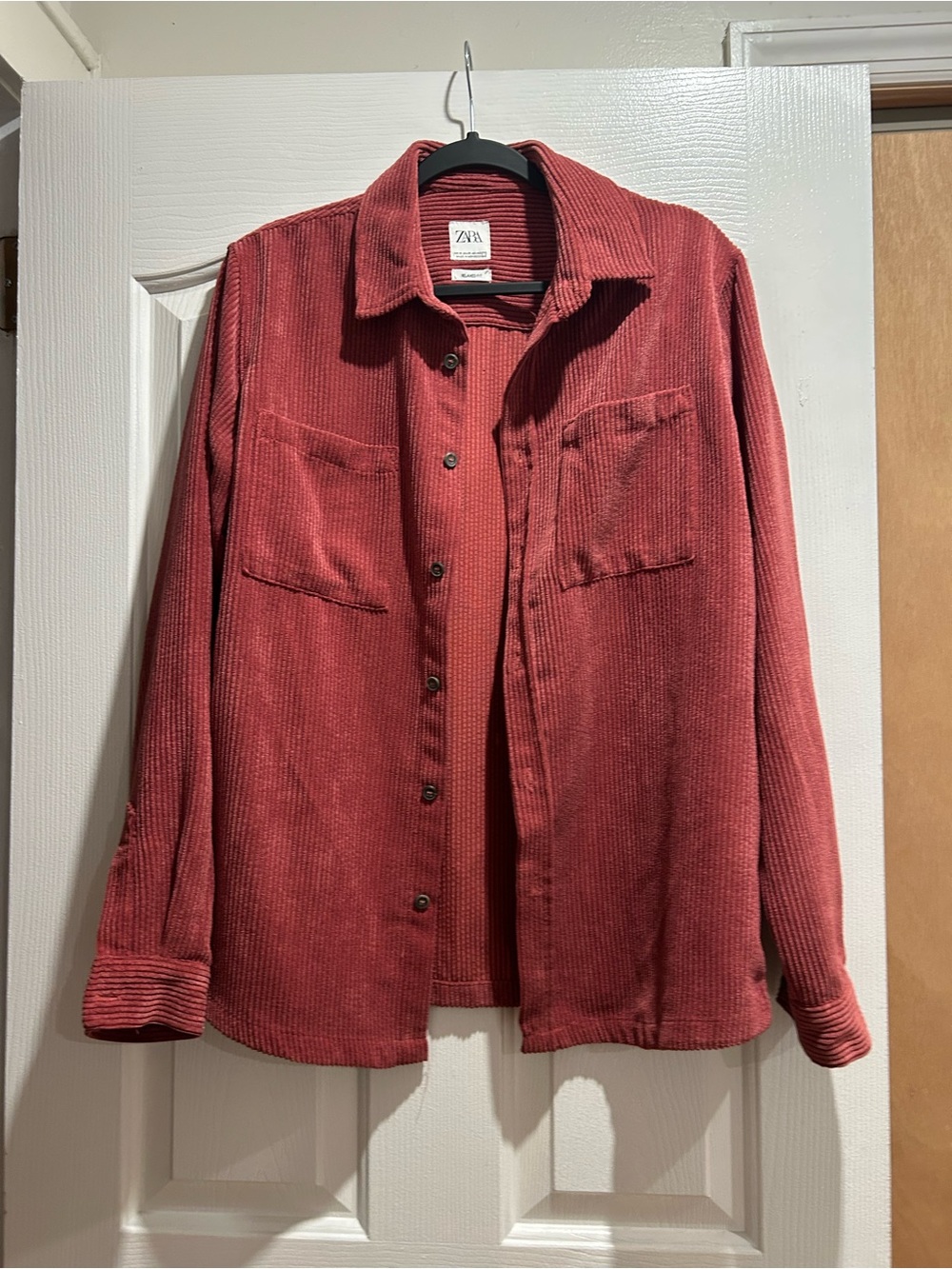 Zara Women's Dusty Rose Corduroy Button-Up Jacket
